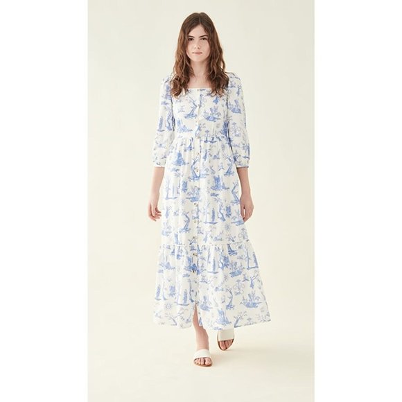 Meadows Dresses Meadows Ixora Maxi Dress In Toile Du Jouy Sz 2 Xs